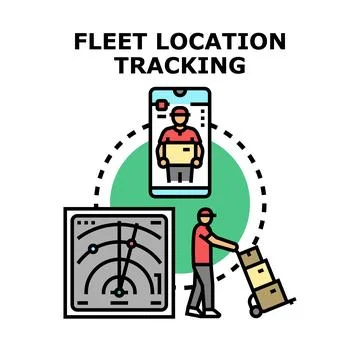 Fleet location tracking system managing logistics delivery Stock Illustration