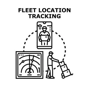 Fleet location tracking system managing logistics delivery Stock Illustration