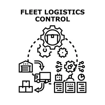 Fleet logistics control managing delivery and distribution process Illustrazione stock
