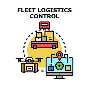 Fleet logistics control managing delivery and storage Stock Illustration