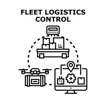 Fleet logistics control managing delivery and storage Stock Illustration