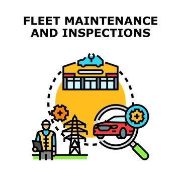 Fleet maintenance and inspection services concept illustration Stock Illustration