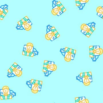 Fleet maintenance manager repair worker vector seamless pattern Stock Illustration