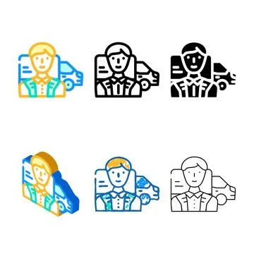 Fleet maintenance manager repair worker color icon vector styles Stock Illustration