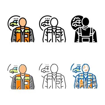Fleet maintenance manager repair worker color styles icon vector Stock Illustration