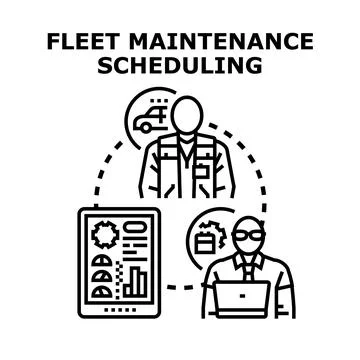 Fleet maintenance scheduling and planning digital system Stock Illustration