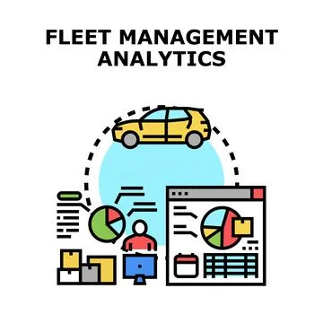 Fleet management analytics system tracking transport vehicle data Stock Illustration