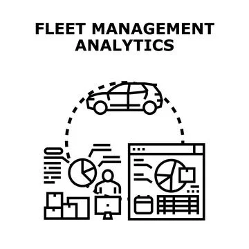 Fleet management analytics system tracking transport vehicle data Stock Illustration