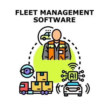 Fleet management software managing logistics and vehicle tracking Stock Illustration