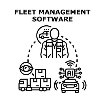 Fleet management software managing logistics and vehicle tracking Stock Illustration