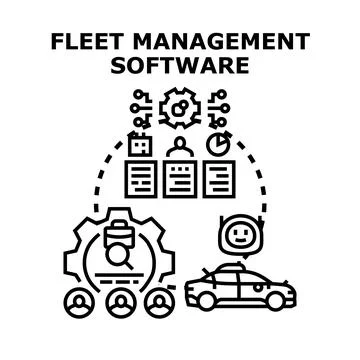Fleet management software optimizing transportation logistics system Stockillustratie