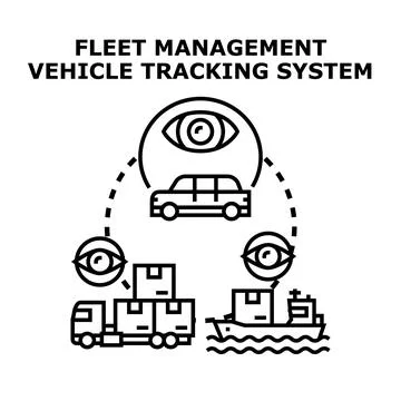 Fleet management system tracking vehicles and shipments Stock Illustration
