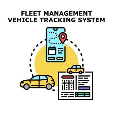 Fleet management vehicle tracking system concept illustration Stockillustratie