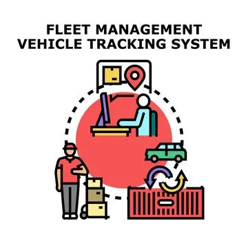 Fleet management vehicle tracking system planning shipments Stock Illustration