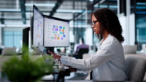 Fleet Manager Updating Technician Schedules Using Real-time Map Stock Footage 341011254