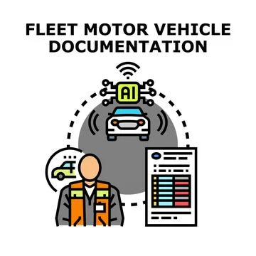 Fleet motor vehicle documentation intelligence system Stock Illustration