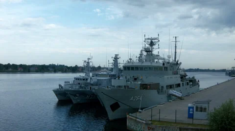 Fleet of Navy Ships Stock Footage 39002026