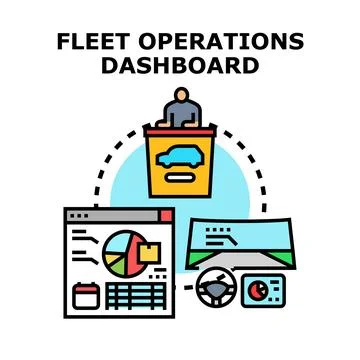 Fleet operations dashboard controlling vehicle management system Stock Illustration