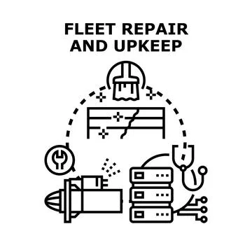 Fleet repair and upkeep program concept illustration Stock Illustration