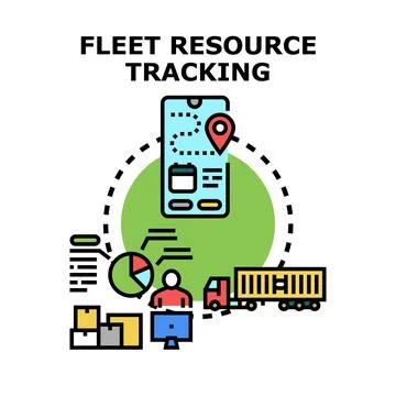 Fleet resource tracking and logistics management system Stockillustratie