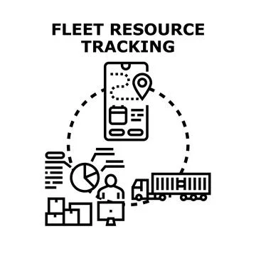 Fleet resource tracking and logistics management system Stock Illustration