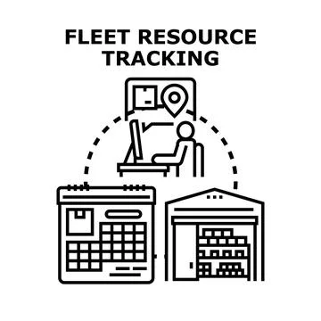 Fleet resource tracking and logistics management concept 库存插图