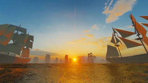 Fleet sailing on the sea Stock Footage 288278933