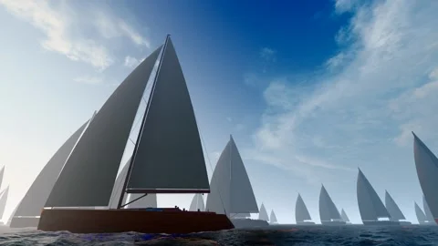 A fleet sailing on the sea Stock Footage 316027751