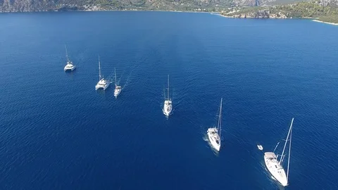 Fleet of sailing yachts Video stock 128505580