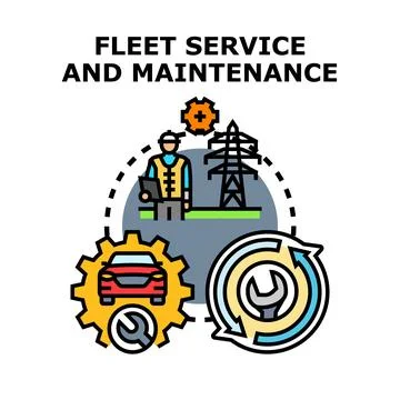 Fleet service and maintenance concept color icon Stock Illustration
