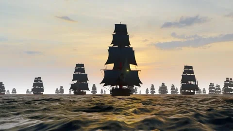The fleet sets sail on the sea to start a new journey Stock Footage 288283896