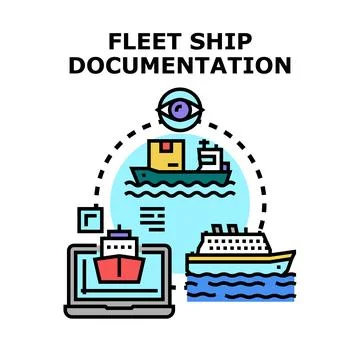 Fleet ship documentation concept showing global cargo tracking Stock Illustration