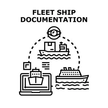 Fleet ship documentation concept showing global cargo tracking Stock Illustration