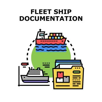 Fleet ship documentation process for logistics and transport Stock Illustration