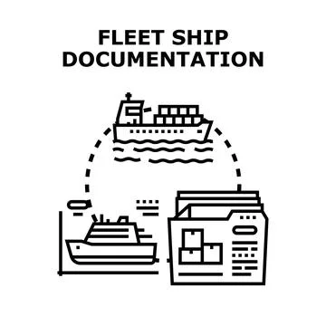 Fleet ship documentation process for logistics and transport Stock Illustration