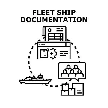Fleet ship documentation process optimizing maritime logistics Stock Illustration