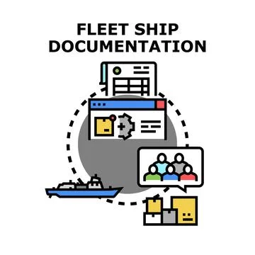 Fleet ship documentation process optimizing maritime logistics Stock Illustration