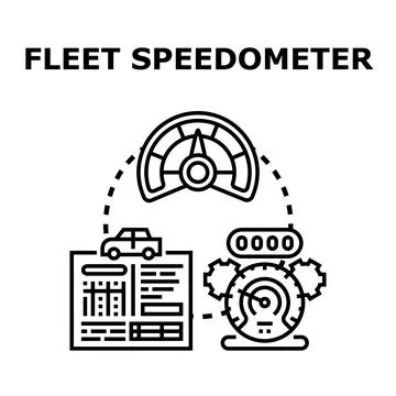 Fleet speedometer concept controlling vehicle speed and performance Stock Illustration