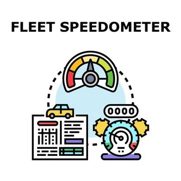 Fleet speedometer concept controlling vehicle speed and performance Stock Illustration