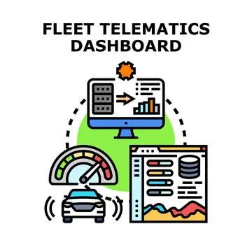 Fleet telematics dashboard data management system Stock Illustration