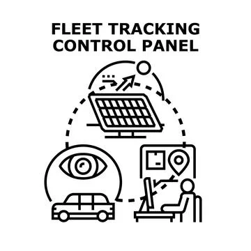 Fleet tracking control panel managing vehicle logistics Stock Illustration