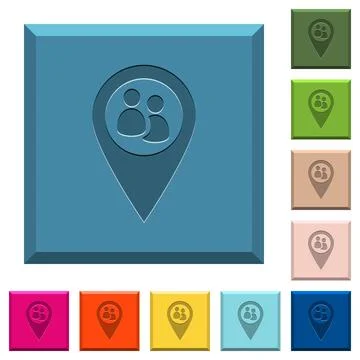 Fleet tracking engraved icons on edged square buttons Stock Illustration