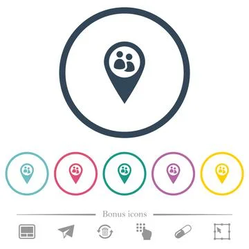 Fleet tracking flat color icons in round outlines Stock Illustration