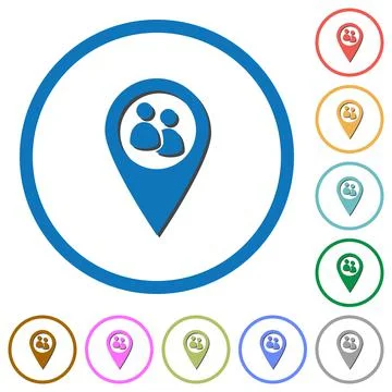 Fleet tracking icons with shadows and outlines Stock Illustration