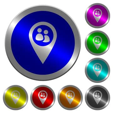 Fleet tracking luminous coin-like round color buttons Stock Illustration
