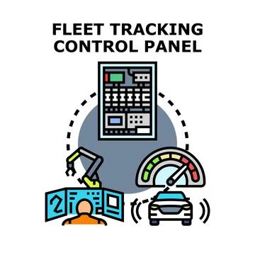 Fleet tracking system controlling digital vehicle dashboard Illustrazione stock