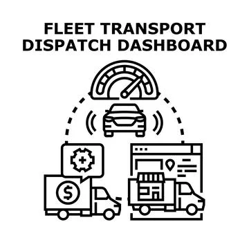 Fleet transport dispatch dashboard management system Stock Illustration