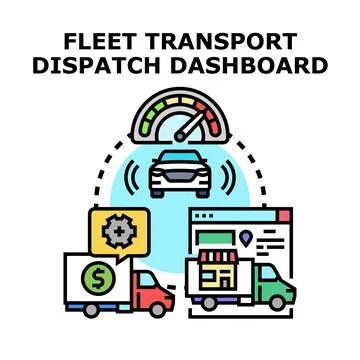 Fleet transport dispatch dashboard management system Stock Illustration