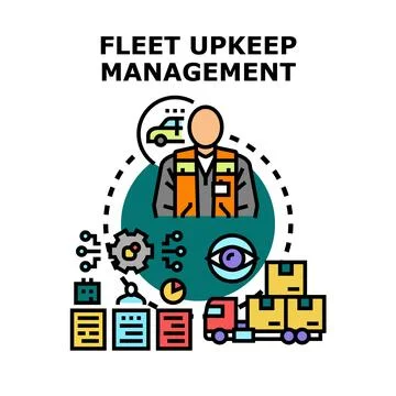 Fleet upkeep management system overseeing logistics operation Stock Illustration
