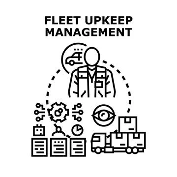 Fleet upkeep management system overseeing logistics operation 스톡 일러스트